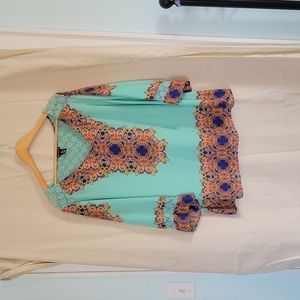 Turquoise Bohemian Lacy Tunic Top